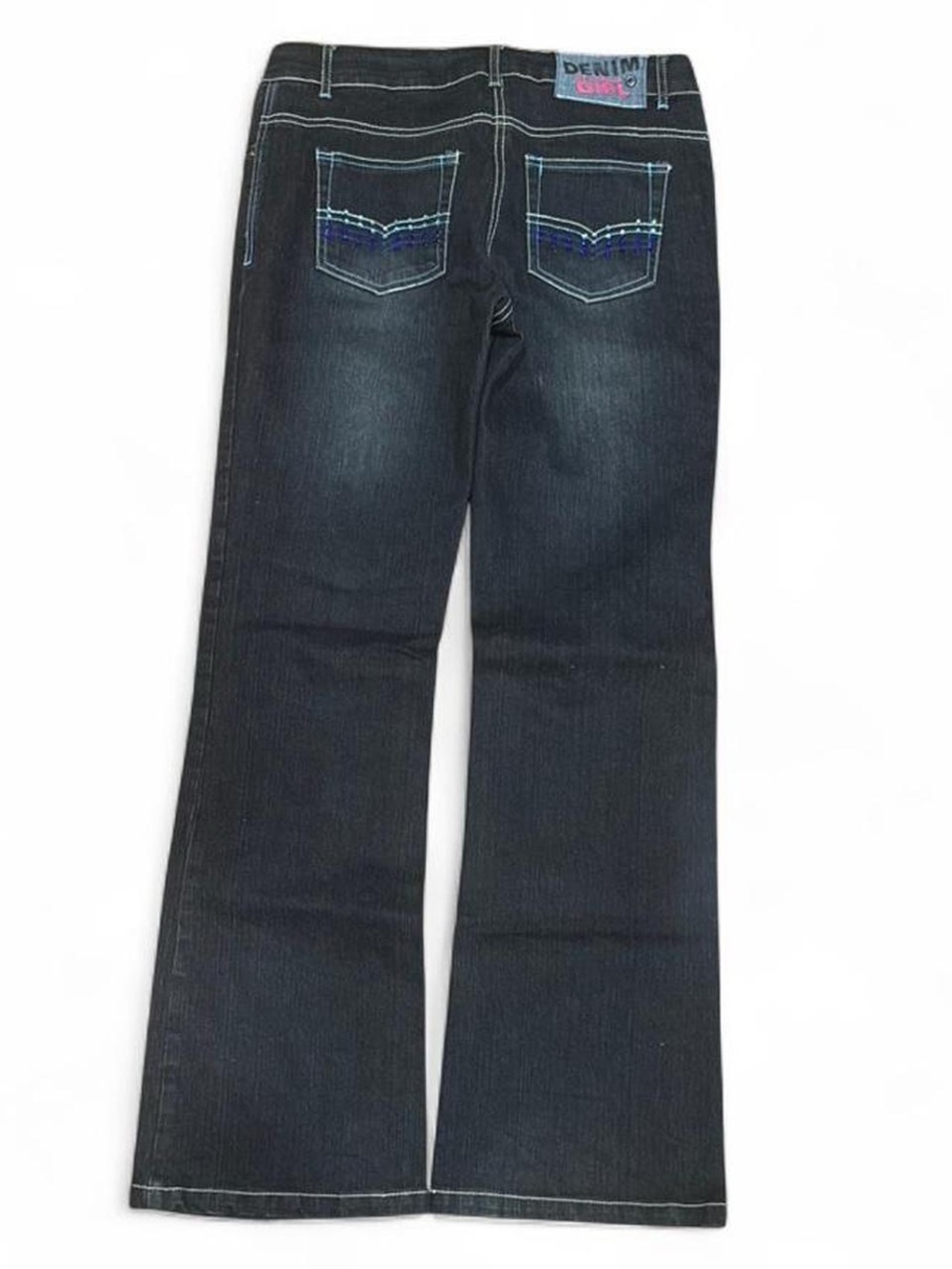Y2K Denim by Lasenza Girl Bedazzled Faded Low Rise Flared Bootcut Black Jeans